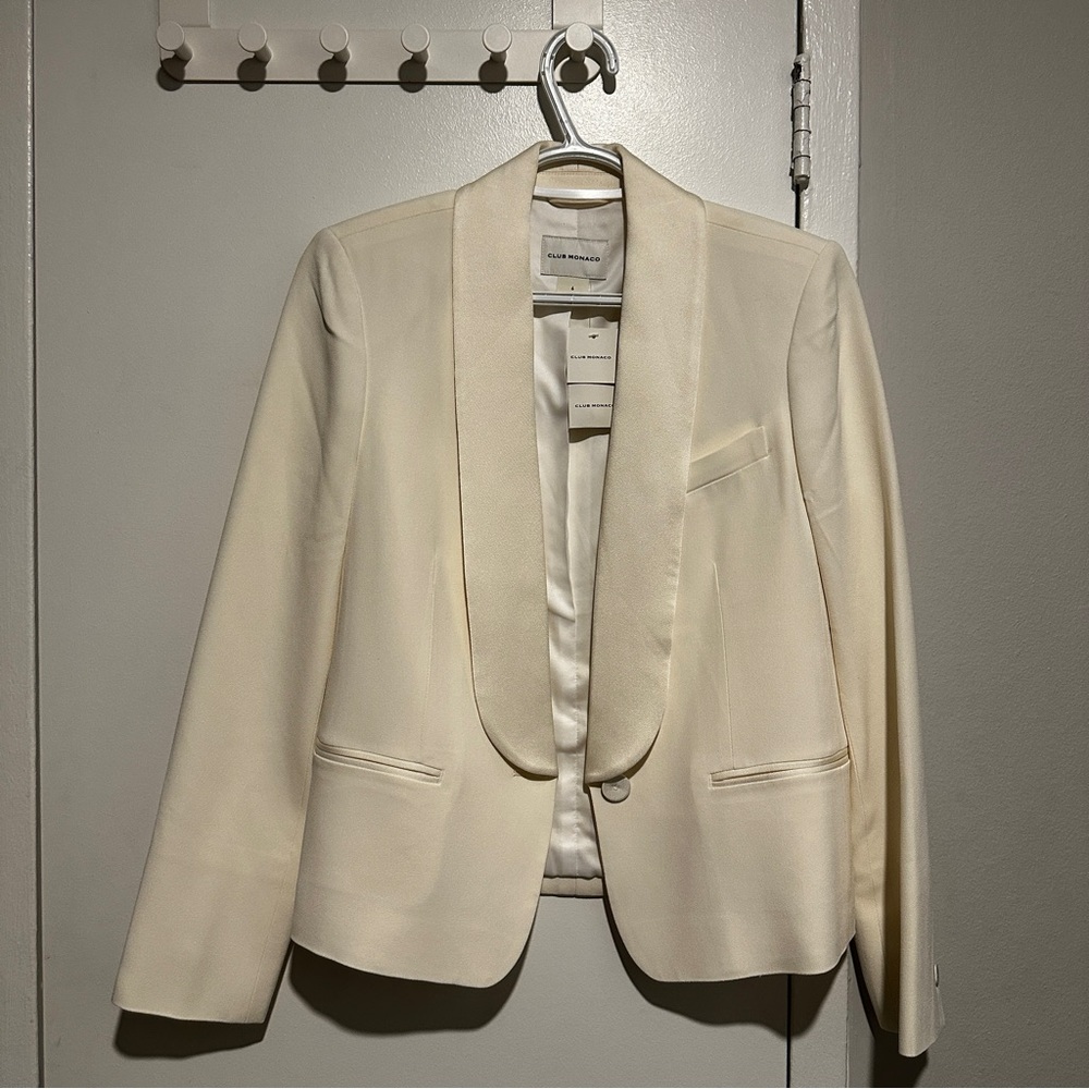 Club Monaco Cream Suit Tuxedo Style Jacket (matching set)